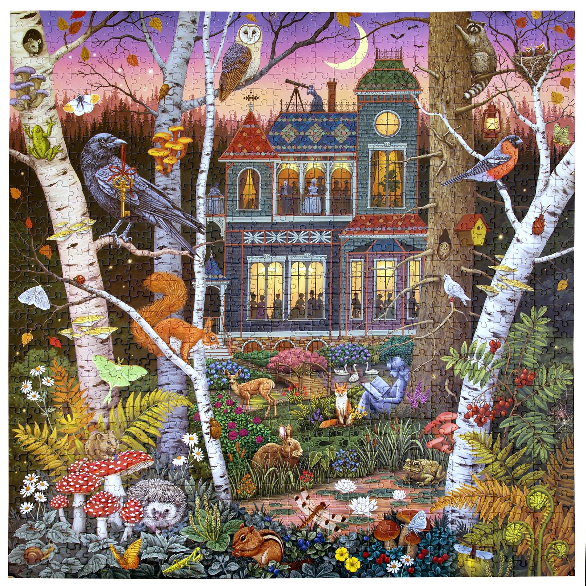 Eeboo Puzzle 1000 elementów Las Alchemika - puzzle dla dorosłych 1000 elementów z kartonu - wymiary puzzli 58,4 cm x 58,4 cm
