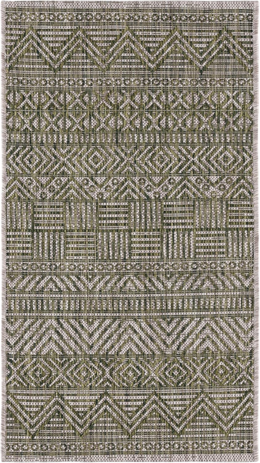 Safavieh Courtyard Collection 2' x 3'7" Grey/Olive Green CY8196 Indoor/-Outdoor Non-Shedding Easy-Cleaning Patio Backyard Porch Deck Mudroom Area-Rug