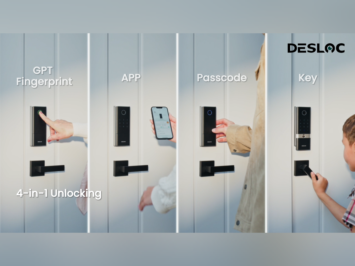 DESLOC Smart Lock K120 – GPT 3D Fingerprint, 15,000mAh Battery (13-Month Life), Built-in WiFi, Keyless Entry With IP65 & BHMA Grade 3, Perfect For Homes, Rentals, And Airbnb