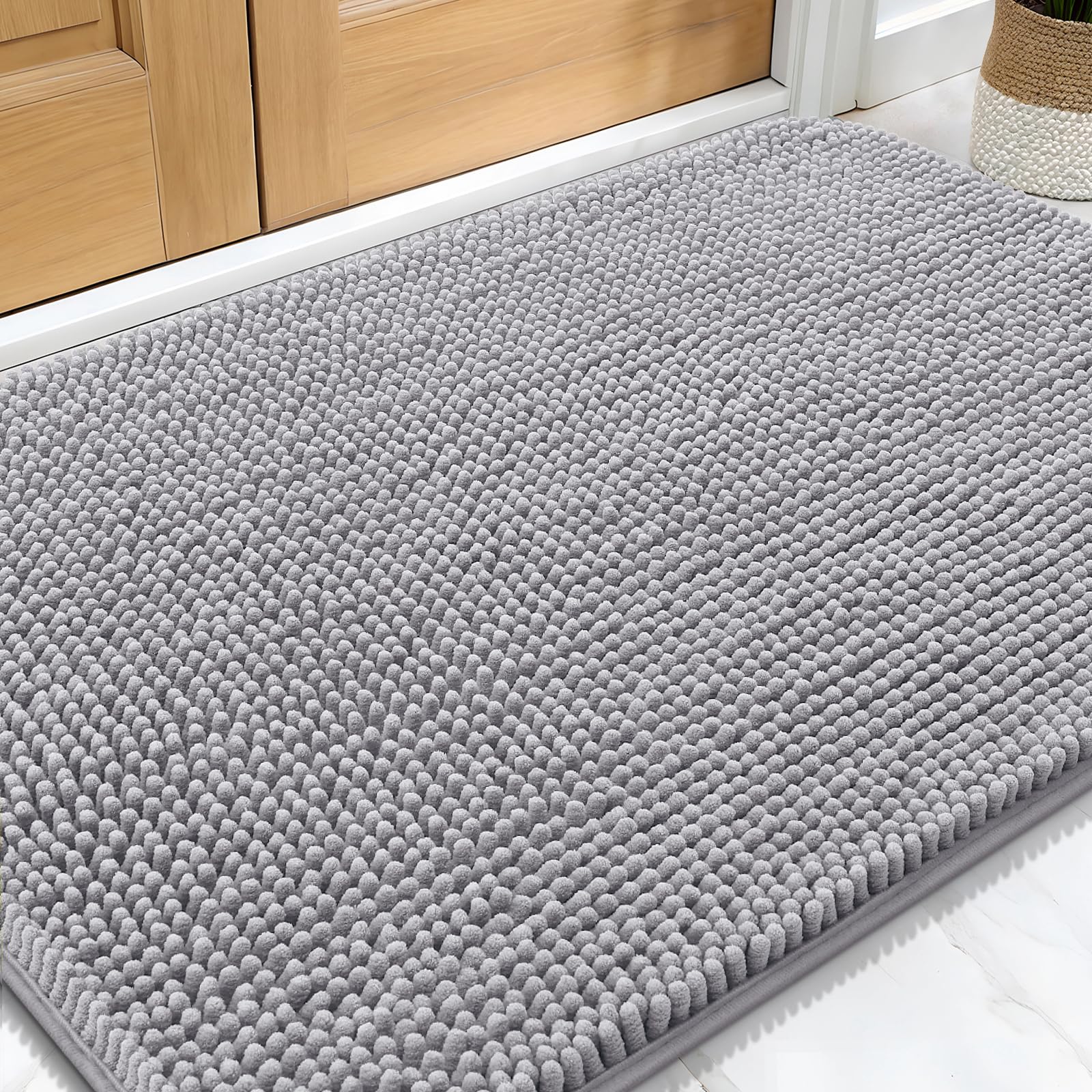 OLANLY Dog Door Mat for Muddy Paws 30x20, Absorbs Moisture and Dirt, Absorbent Non-Slip Washable Doormat, Quick Dry Chenille Mud Mat for Dogs, Entry