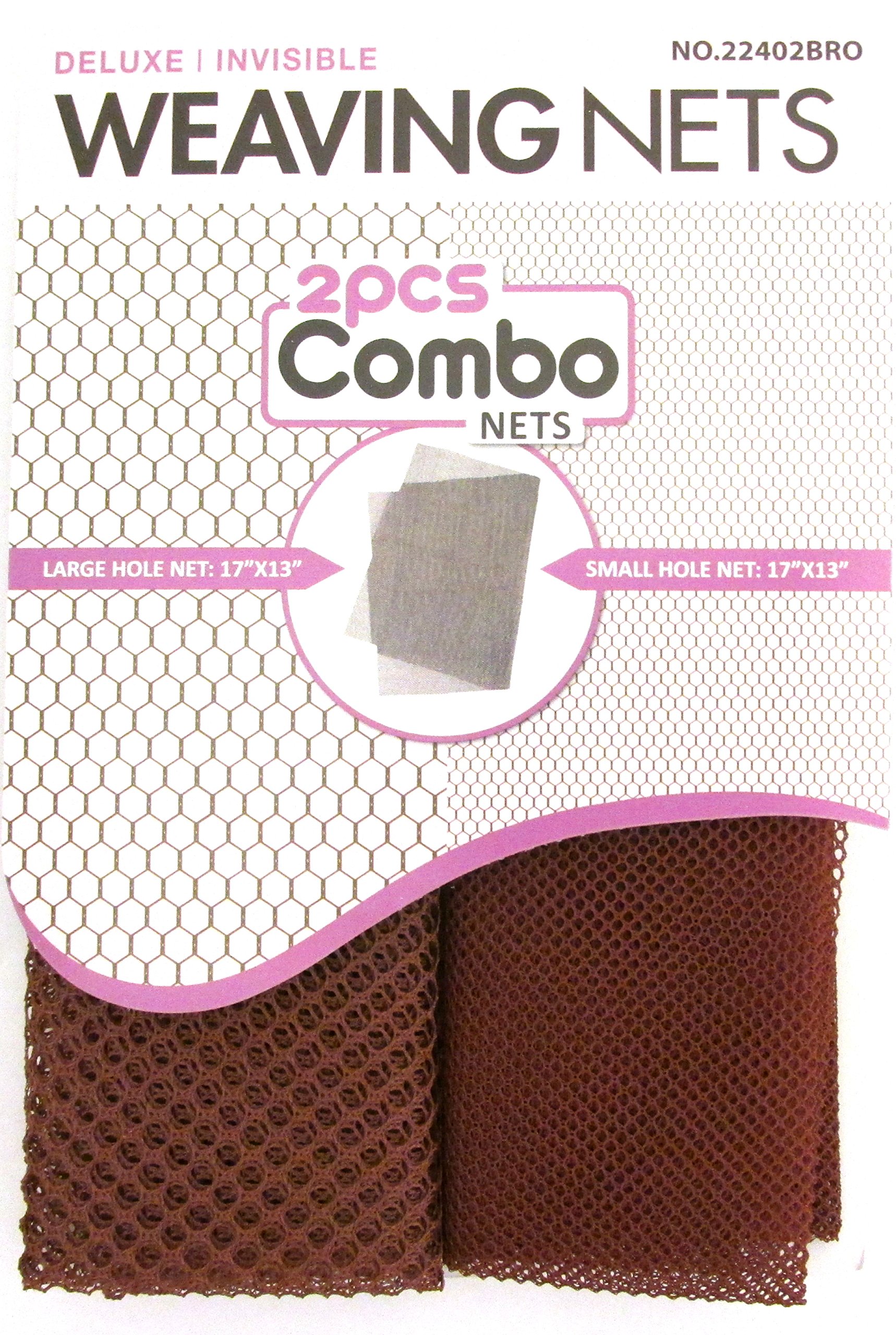 MAGIC2 pcs Combo Weaving Nets #22402 Brown 2 pack, deluxe, invisible, hole nets, large hole net, small hole net, fishnet, fish net,