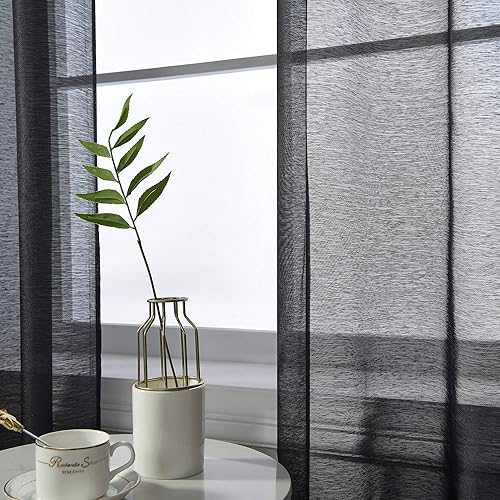 Miniatura 10 de Cortinas traslúcidas lavanda de 120 pulgadas de largo, juego de 2 paneles para sala de estar, cortinas semitransparentes de gasa de lujo sólidas,