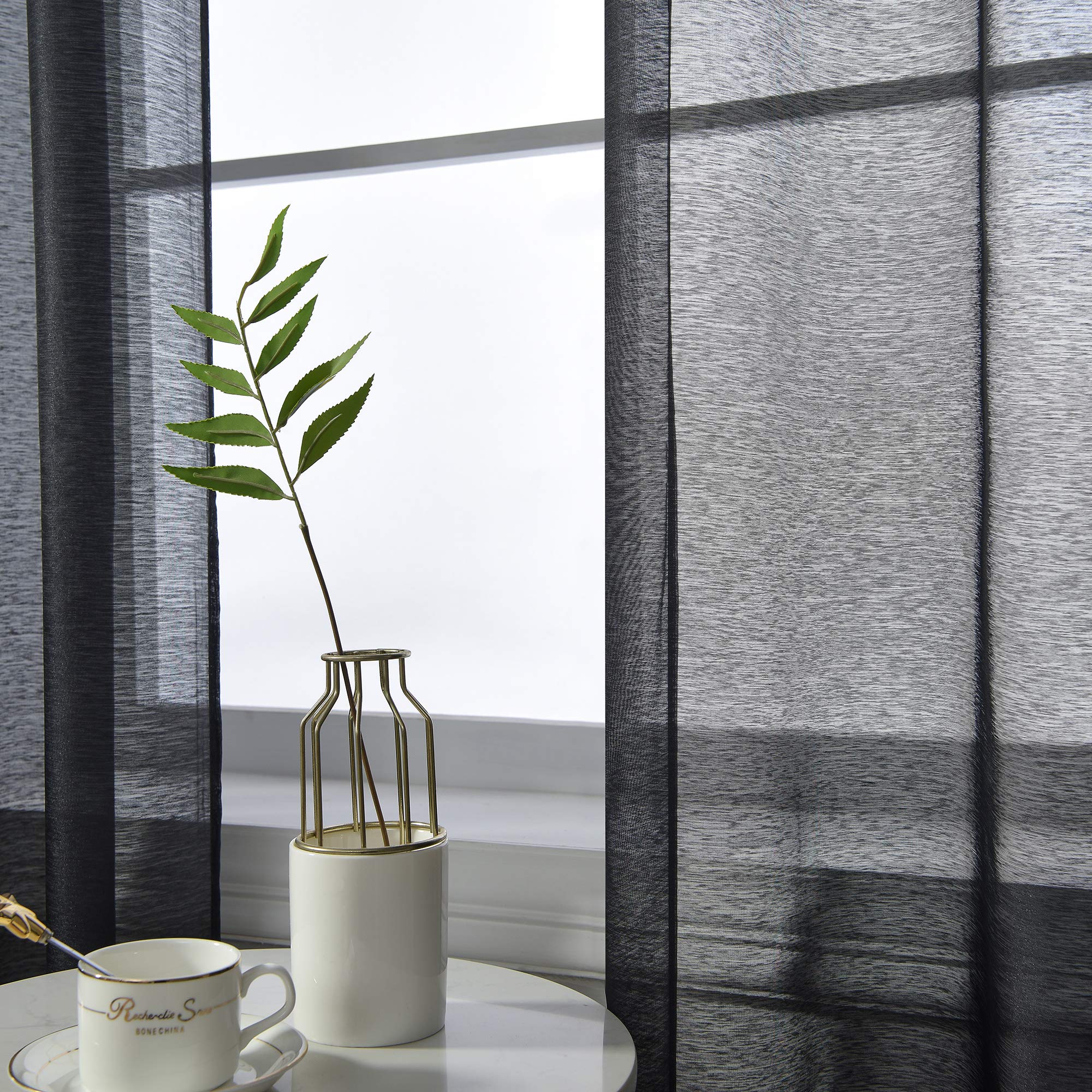 Amazon｜ブラックシアーカーテン 長さ95インチセット 2パネル リビング