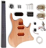 Vista 1 de BexGears DIY estilo sin cabeza kits de guitarra eléctrica cuerpo de caoba duro arce cuello usted construye la guitarra