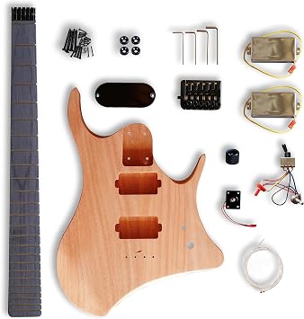 DIY Headless Style مجموعات الغيتار الكهربائي Mahogany Body Hard Maple neck أنت تبني الغيتار
