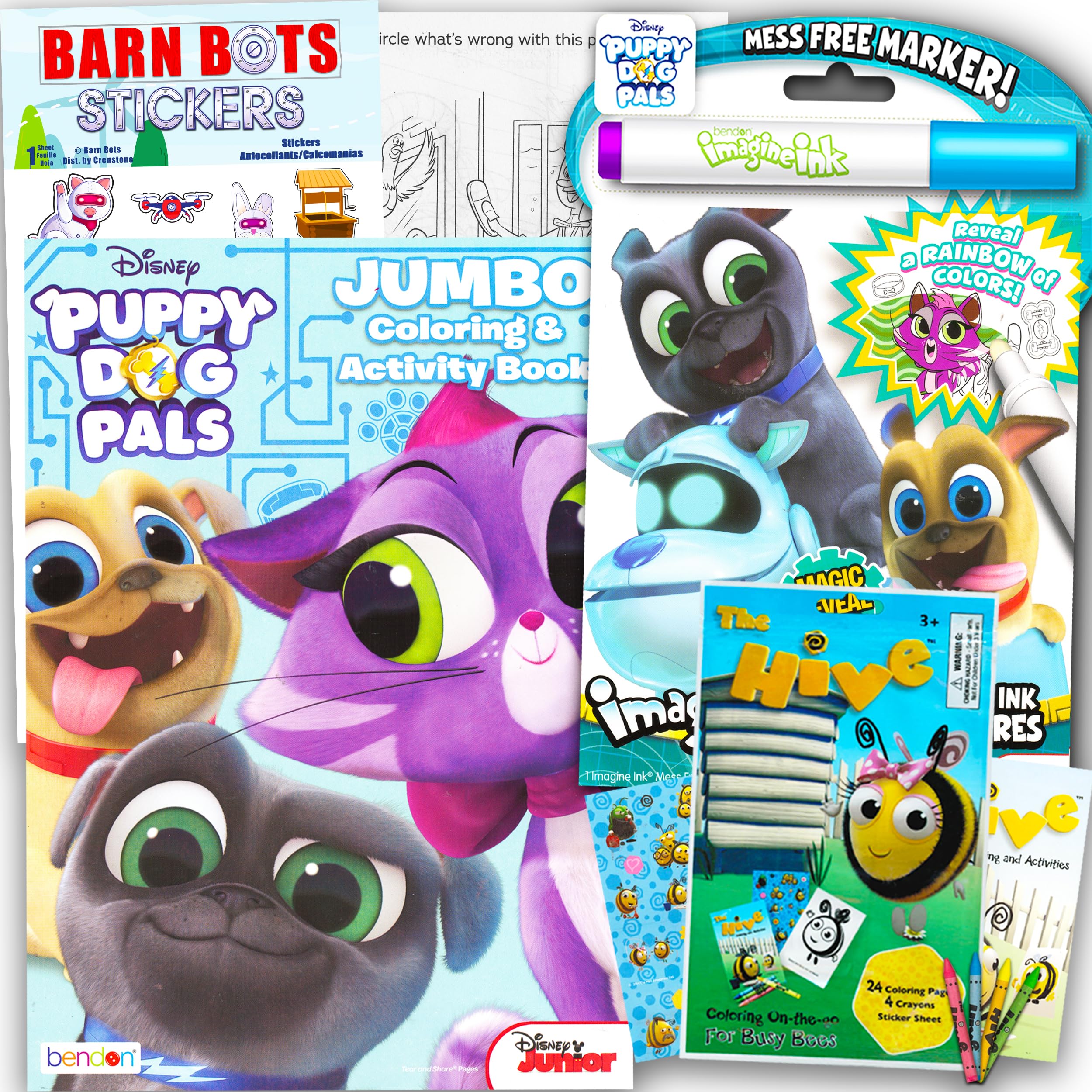 Disney Puppy Dog Pals Coloring Book Bundle - 3 Pack Puppy Dog Pals Activity Set With Imagine Ink, Puppy Dog Pals Play Pack, and More (Puppy Dog Pals Party Supplies)