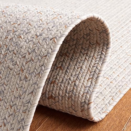 Miniatura 7 de Safavieh Braided Collection - Alfombra decorativa, 2 pies 3 pulgadas x 4 pies, marfil y gris claro, casa de campo hecha a mano, ideal para zonas de