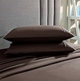 American Home Collection Pillow Case Set of 2 Double Brushed Microfiber Soft & Easy Care Pillowcases (Chocolate Brown, King 20x40)