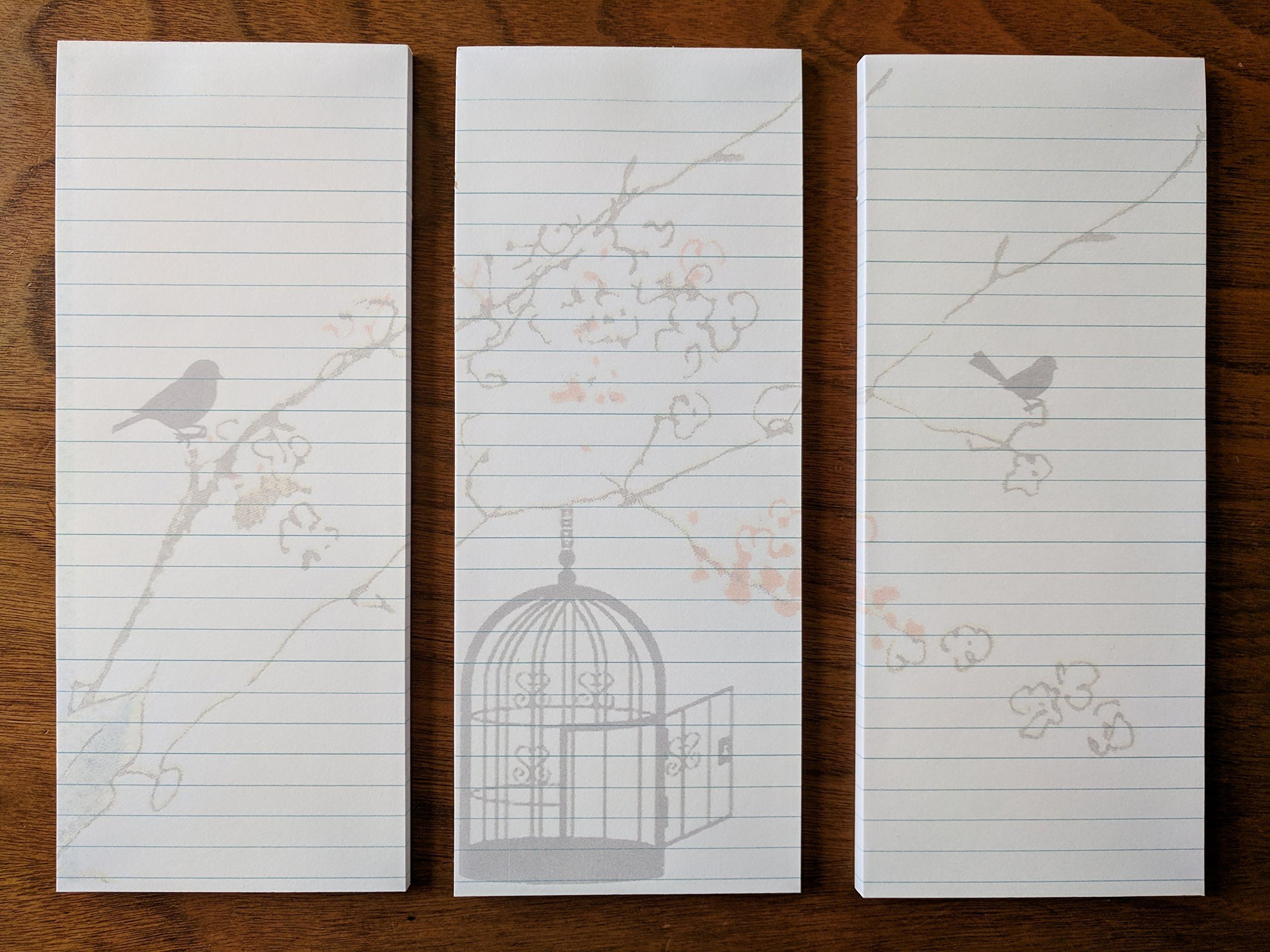 Memo Pads | Notepads - for Shopping Lists, Notes, Reminders, and More - Bird Designs - 3 Pack - 50 Sheets Each Pad - 3.5 x 8.5 Inches - Made in USA