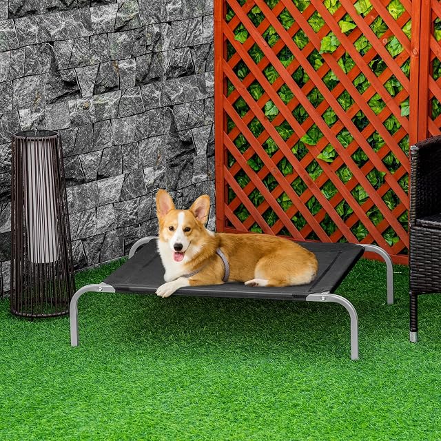 Foto 2 de 8 de PawHut Cama Elevada para Perros Gatos, Transpirable 90x65x20 cm Negro