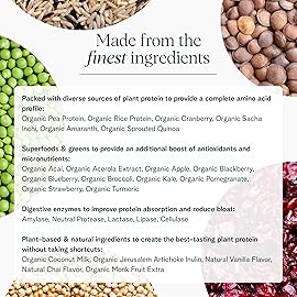 Ora Organic Vegan Protein Powder - 23g Plant-Based Protein Powder for Women and Men | Clean Protein Source, Keto Friendly, Gluten Free, Paleo, Dairy-Free, Soy-Free - Vanilla Chai - 20 Servings