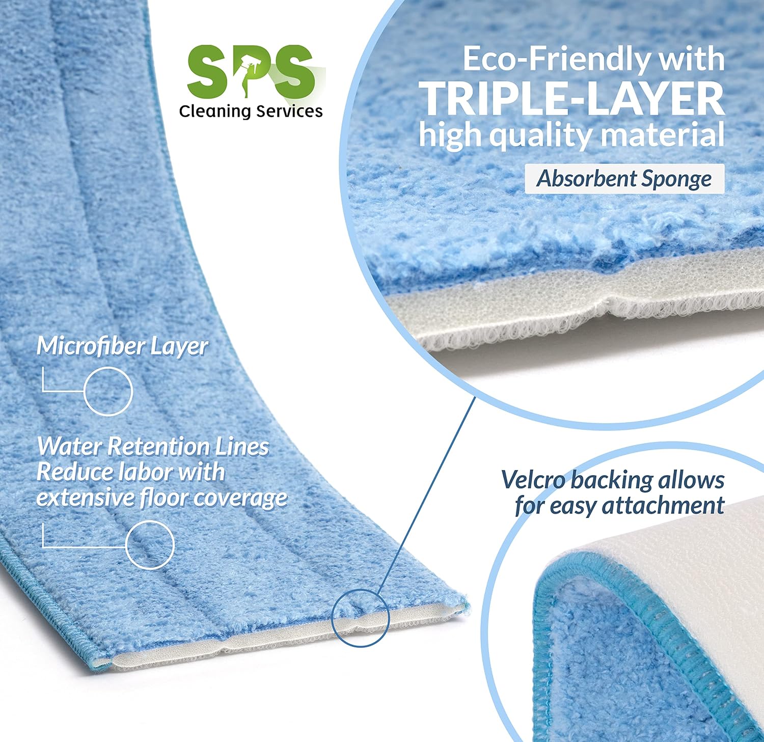 Microfiber Cleaning Pad Refills Spray Mop Replacement Head Commercial Heavy Duty 18 inch Mop Pads for Hardwood Floor Washable image 2
