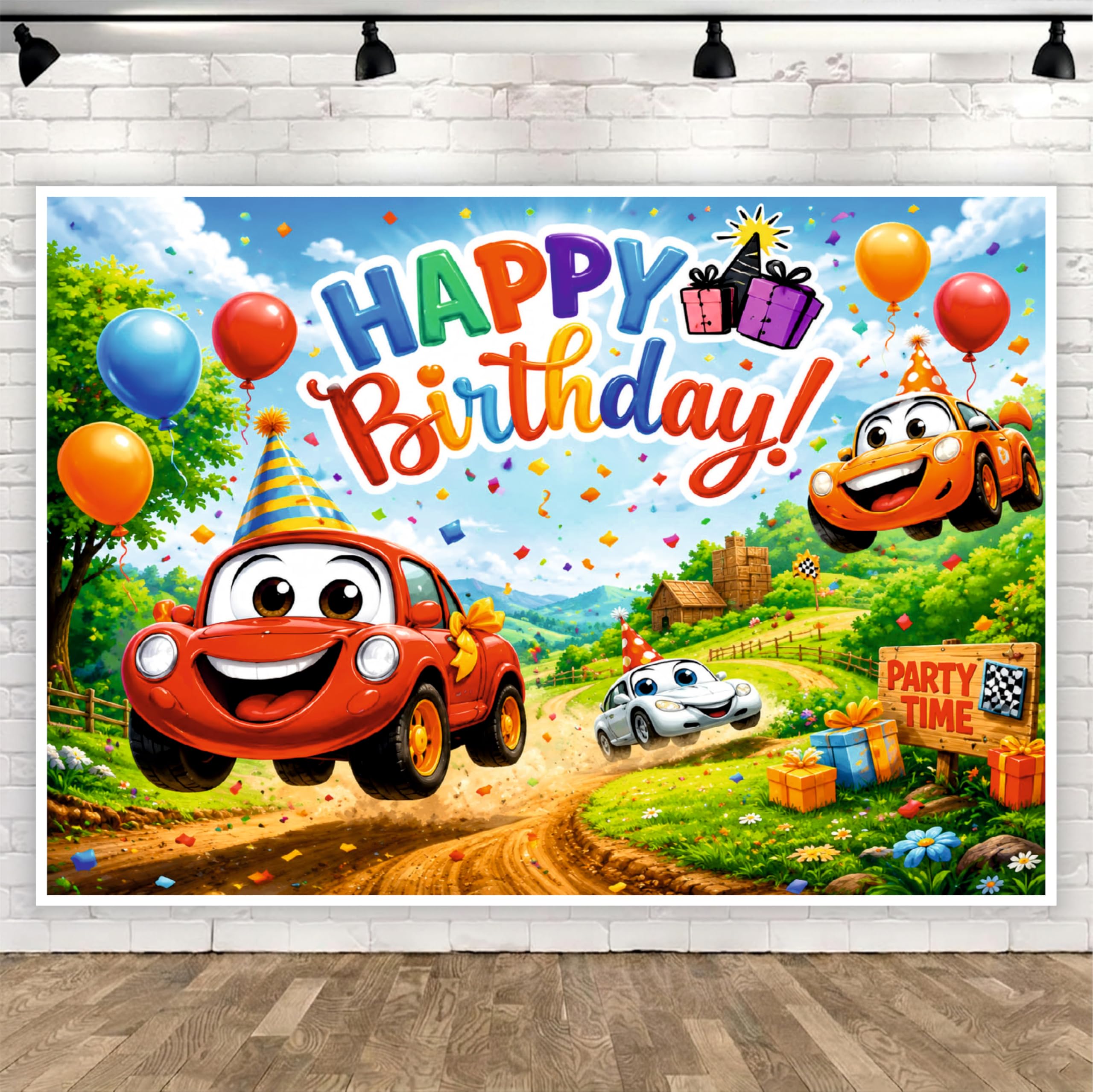 Car Theme Happy Birthday Backdrop for Decoration 8x5 Ft, Birthday Background Banner Cloth for Kids, Boys & Girls, Party Photo Booth Backdrop, Reusable Fabric Banner for Cake Table Decoration-picture-23
