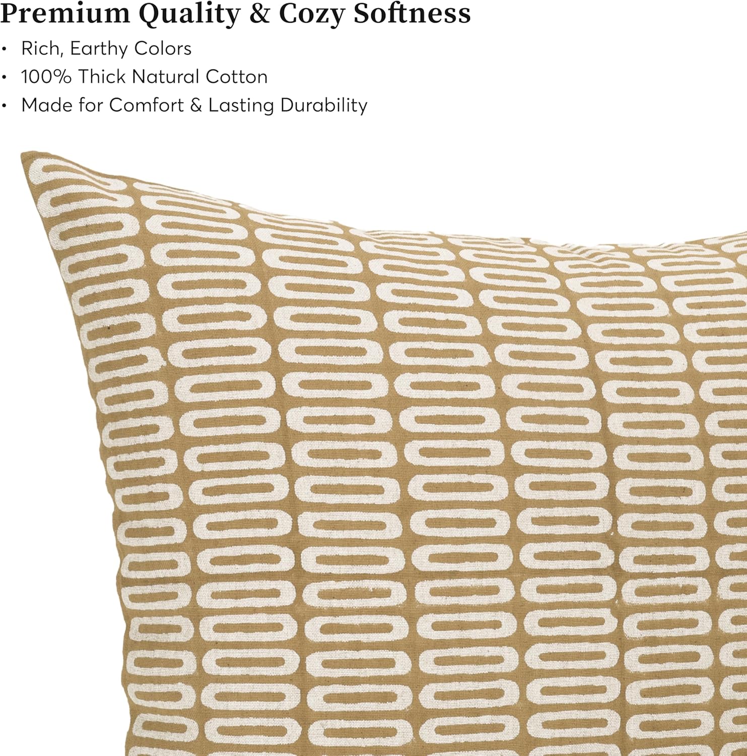 Handmade Block Print 100% Thick Cotton 20 x 20 inch Throw Pillow Cushion Cover with Zipper - Pillowcase for Bedroom, livingroom, Couch, Sofa, Outdoor, Chair, Bed, Home Décor- Lana (Sand Yellow)