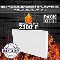 Vista 2 de Tabla aislante de fibra de cerámica, 1 x 12 x 24 pulgadas, clasificación 2300F, tablero aislante ignífugo para estufas de madera, chimeneas, hornos