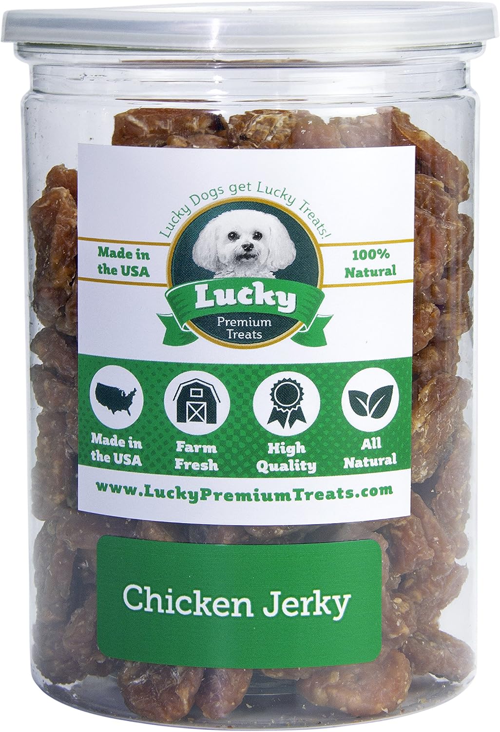 Lucky Premium Treats Chicken Jerky Bites Made in The USA Only