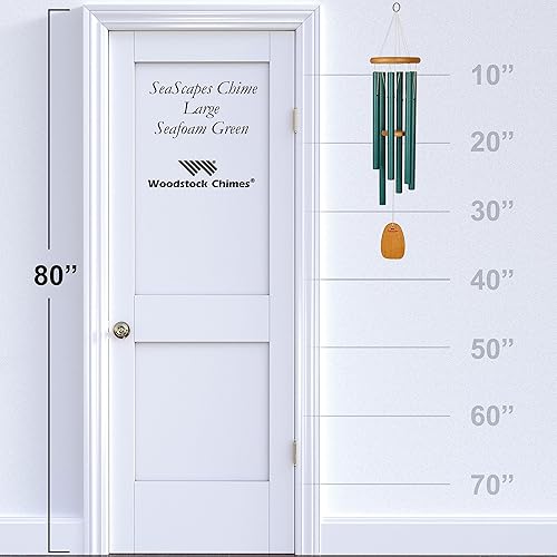 Miniatura 3 de Woodstock Chimes Signature Collection SeaScapes Chime grande 37 pulgadas verde oama diseños decorativos regalos costeros campanillas de viento para