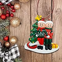 Vista 5 de Adorno Colgante de Pareja Embarazada y Perro - Adorno de Navidad para Esperando con Hueso de Perro, Personalizado