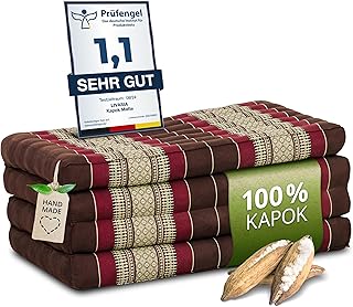 livasia Nachhaltige Klappmatratze aus Kapok - 200x80x8cm - Gästematratze, Faltbare Matratze für Van, ökologische Yogamatte, klappbares Gästebett, Liege für Garten und Balkon (Weinrot)
