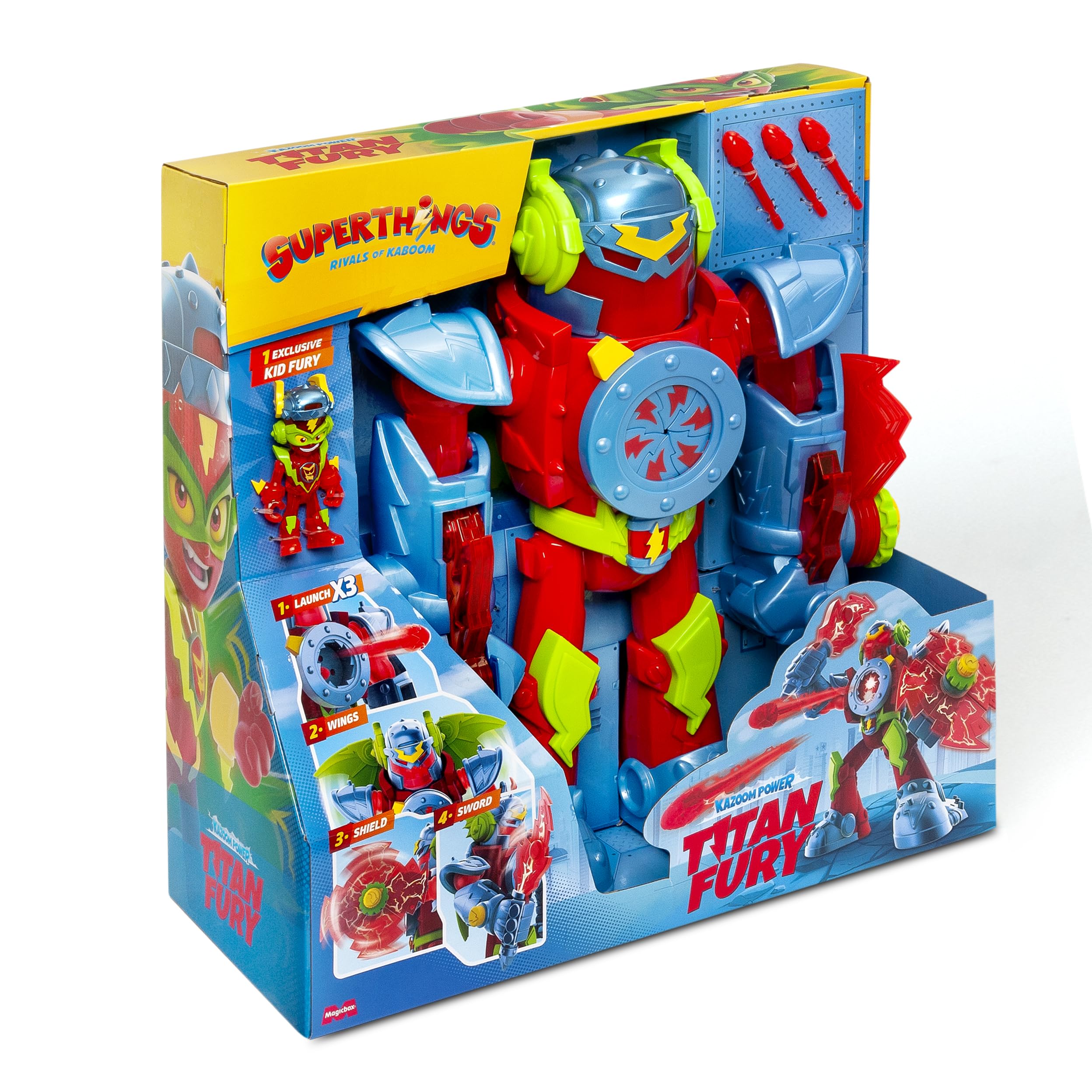 SUPERTHINGS Titan Fury – Wielki Robot Bojowy Mech z Ruchomymi Ramionami, Zestaw z Ekskluzywną Figurką Super Things, Zabawka dla Dzieci i Chłopców od Magicbox