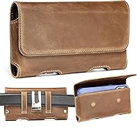 Vista 1 de Gcepls Leather Phone Holster for iPhone 14,15,15 Pro,16,16 Pro,Galaxy S23,S24,Brown Cowhide Leather Phone Belt Holder Pouch with Belt Clip