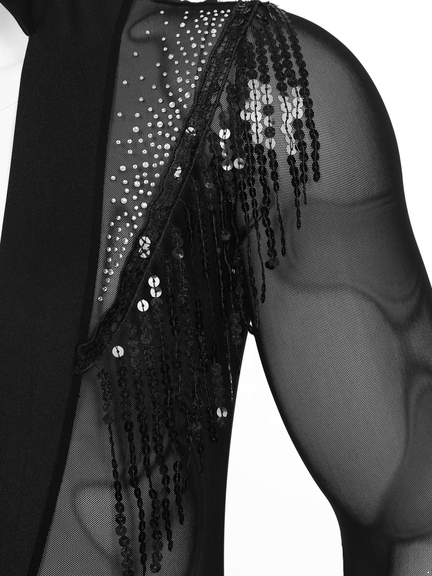 MSemis Maillot Baile Latino para Hombres Body Manga Larga de Gimnasia Rítmica Patinaje con Cuello en V y Diamantes Brillantes Mono de Danza Jazz Tango Salón