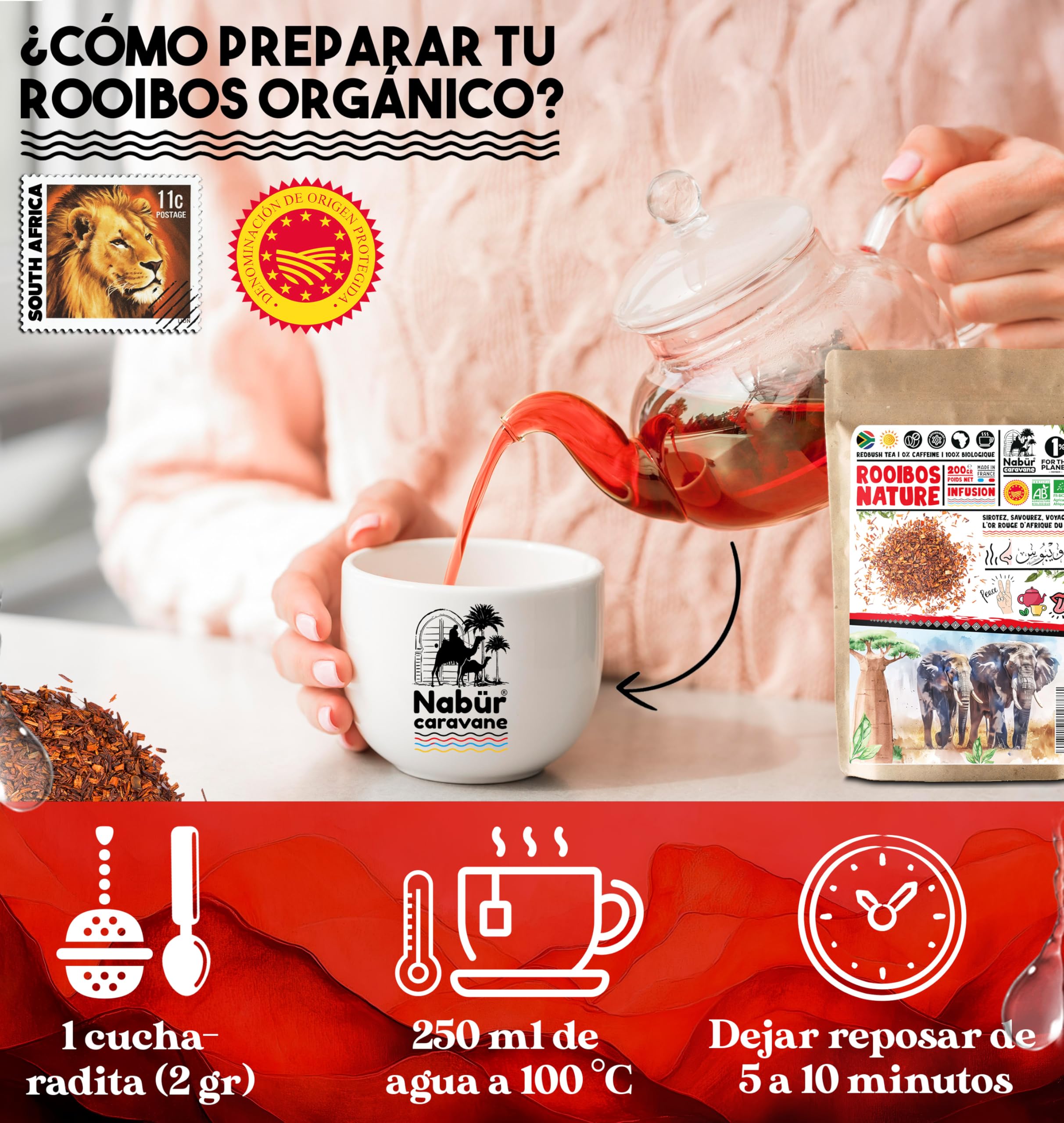 Rooibos Biologico Sfuso Bio 200g Tè Rosso Antiossidante 0% Teina Caffeina Nabür