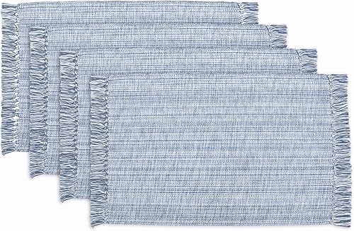 Miniatura 7 de PurpleEssences - Juego de 4 manteles individuales con flecos, 100% algodón, 13 x 19 pulgadas, manteles gruesos y duraderos para mesa de comedor,