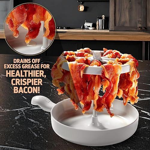 Miniatura 5 de Cocedor de tocino en microondas – Bacon Wizard cocina 1 libra de tiras y reduce la grasa en un 40% – Úselo para preparar comidas grandes – Más