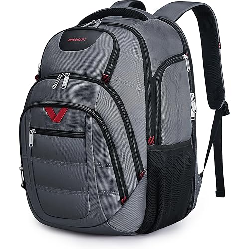 BAGSMART 45L Travel Laptop Backpack, TSA 17.3 Inch Laptop Backpack Flight Approved Travel Backpack with USB Charger Hole, Water Resistant College Computer Backpack Business Weekender Bag - Gray