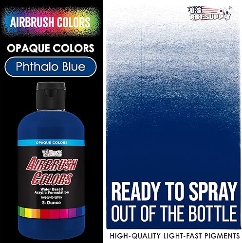 Miniatura 2 de U.S. Art Supply Pintura acrílica opaca para aerógrafo, color azul ftalo, botella de 8 onzas, colores a base de agua no tóxicos de grado profesional