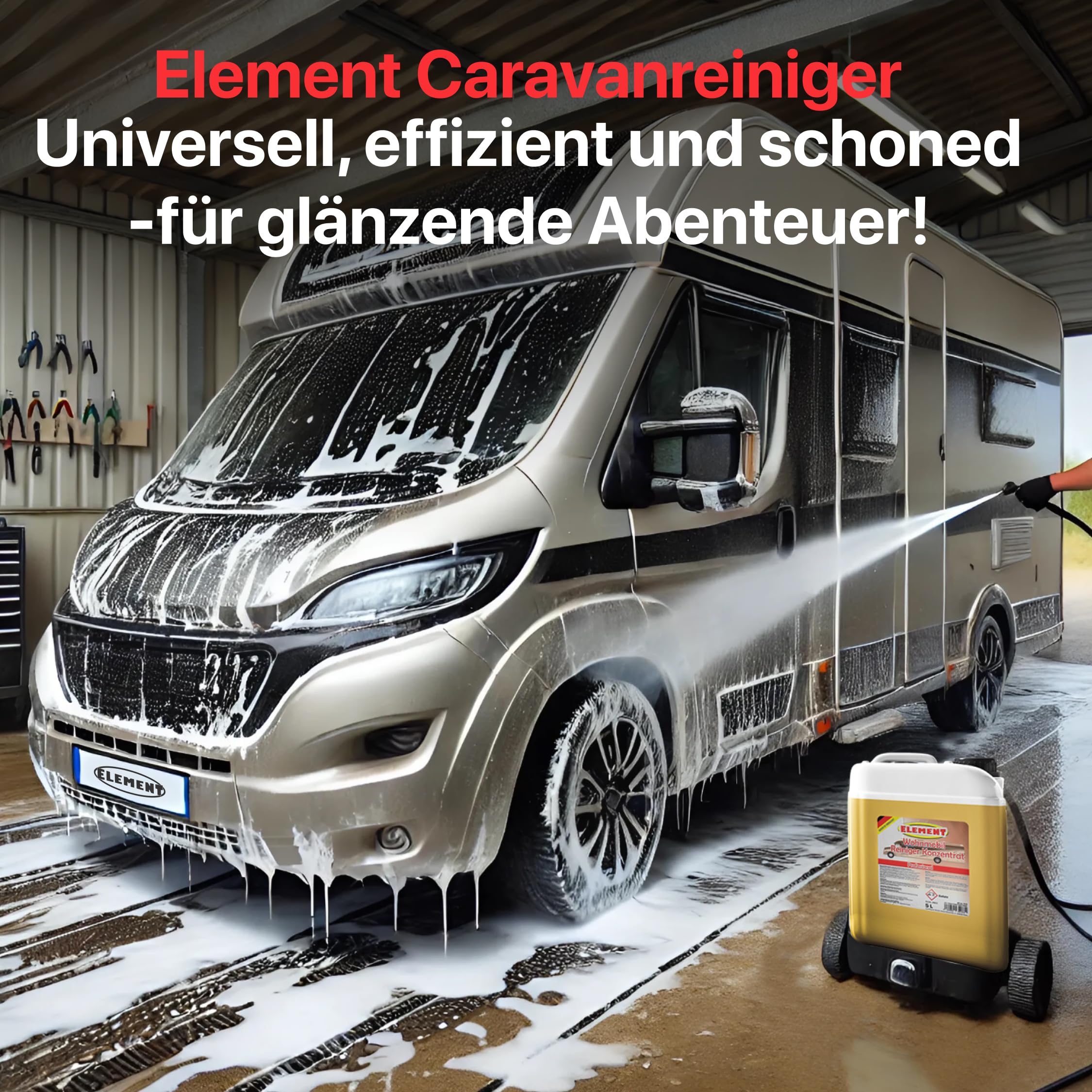 Element Detergente per roulotte, concentrato, pulitore per roulotte, detergente per camper, 5 litri, detergente per teloni, pulitore per barche, pulitore per autobus, rimuove facilmente lo sporco più