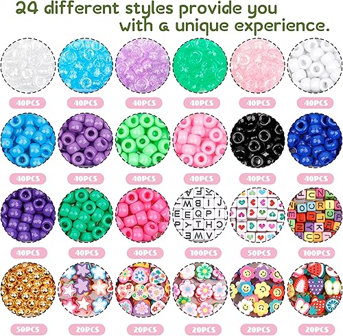 Miniatura 53 de Cuentas de pony negras para pulseras de amistad, fiesta de vacaciones, plástico, 1000 piezas, cuentas de Halloween para hacer joyas, pulseras DIY