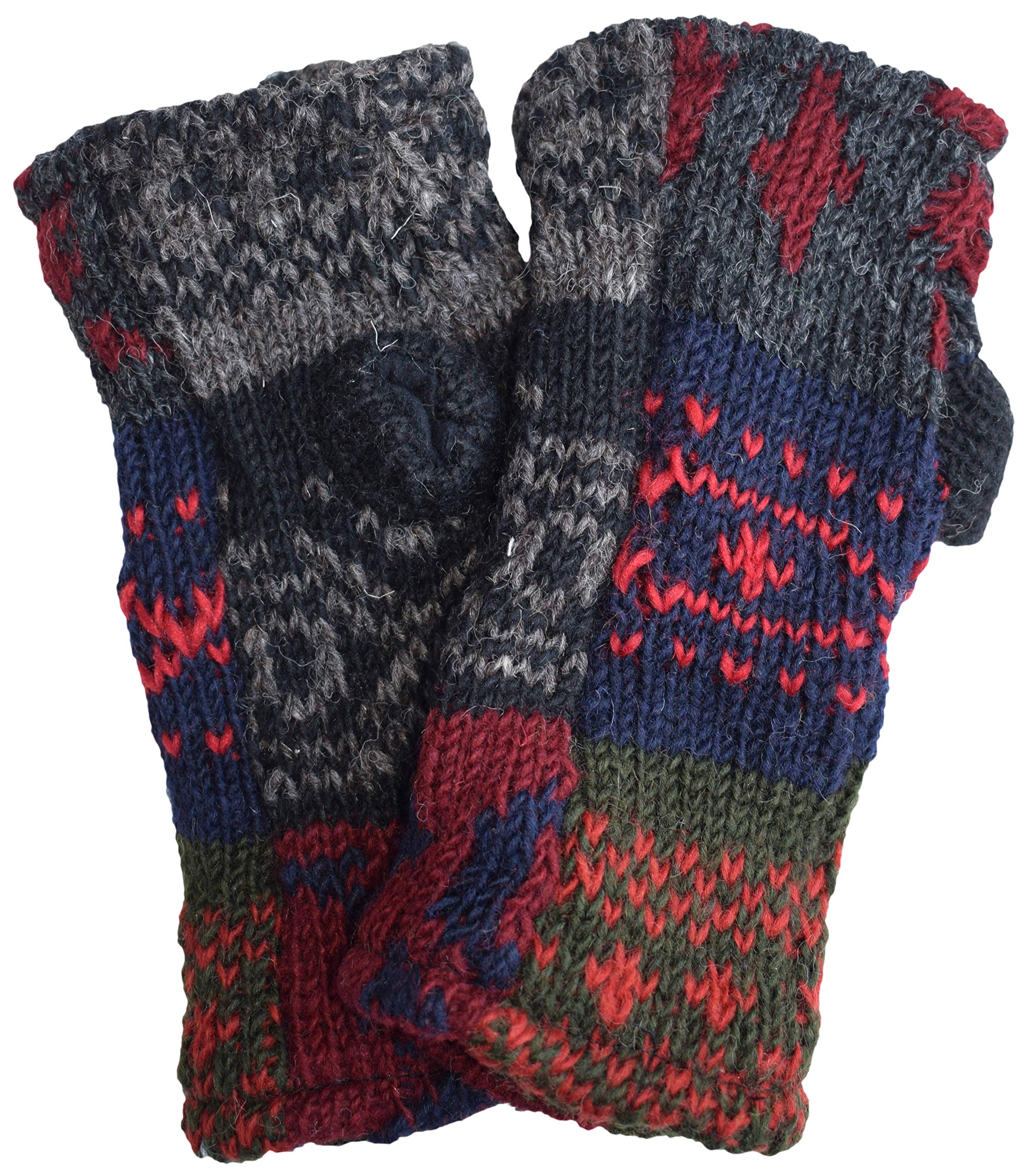 Gheri Women's Q Warm Woolen Fleece Lined Hand Knitted Mittens Gloves Handwarmers