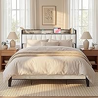 Vista 30 de LIKIMIO Marcos de Cama Twin XL, Cabecera de Almacenamiento con Estación de Carga, Sólido y Estable, Sin Ruido, No Necesita Somier, Fácil Montaje