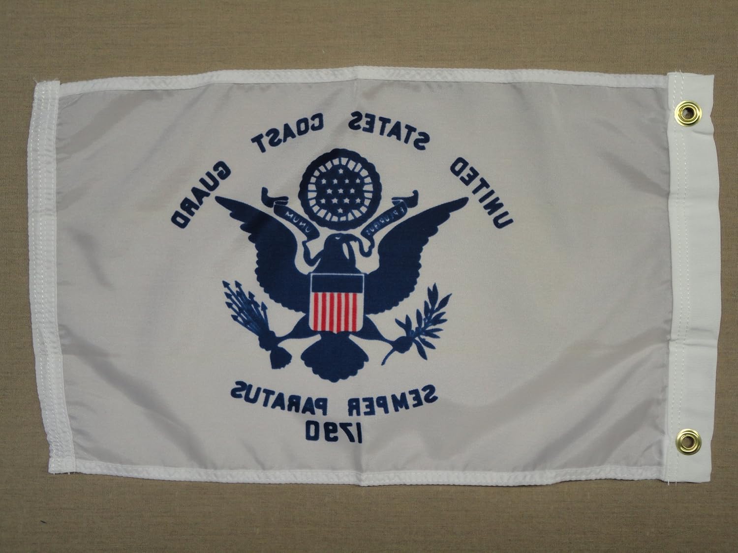 U.S. Coast Guard Indoor Outdoor Dyed Nylon Boat Wall Flag Grommets 12" X 18"