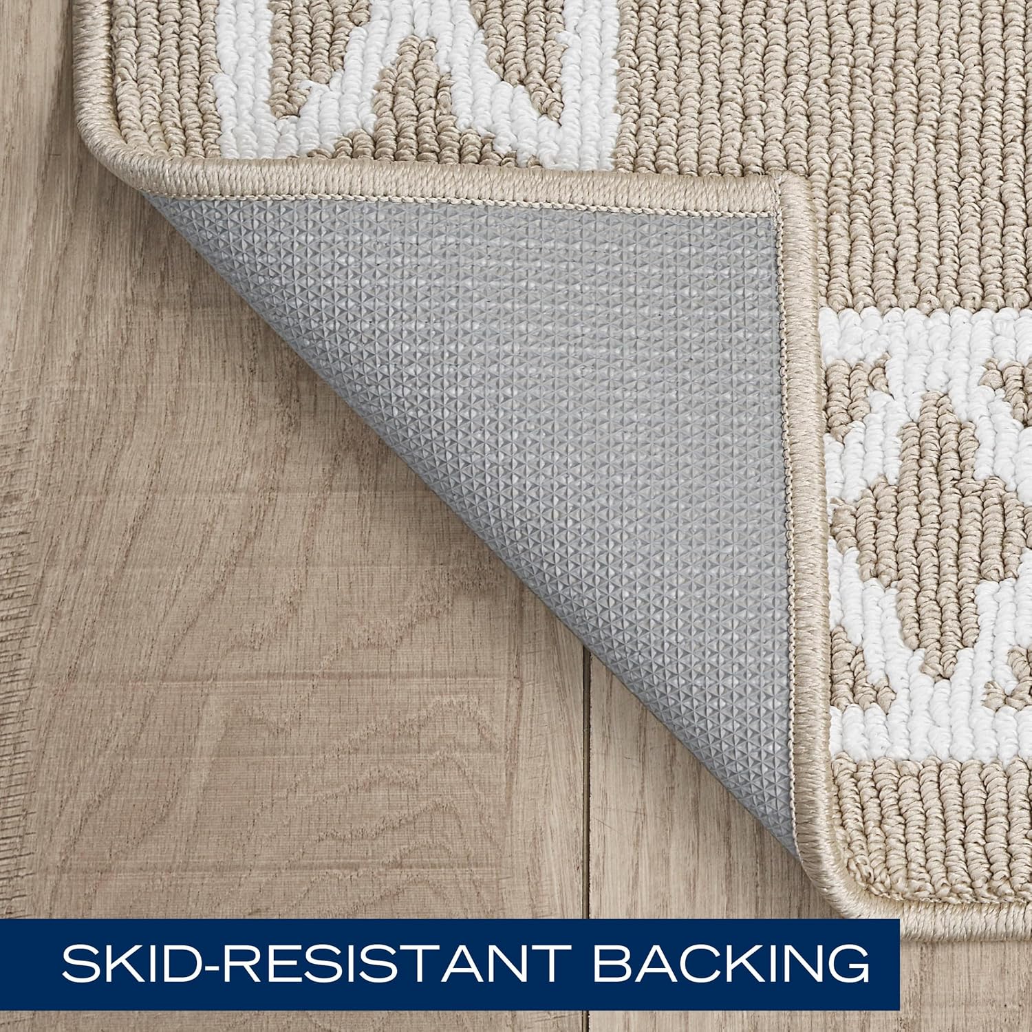 Nautica – Runner Rug | Indoor Runners for Hallways and Entry Rugs| Non-Slip and Non-Skid Entry and Kitchen Door Mat| Machine Washable Entryway Carpet Rugs | 2'2" x 8'| Trellis Beige