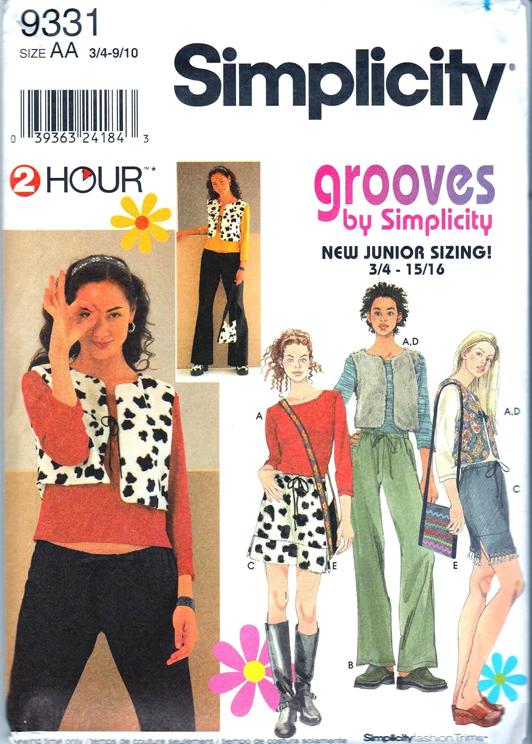 Amazon.com: Simplicity Sewing Pattern 9331 c.2000 Junior Teen Pants ...