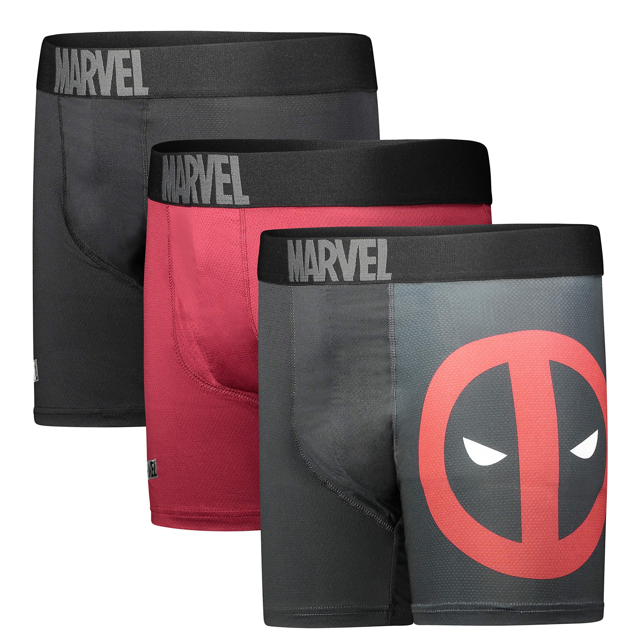 One Step Up Deadpool Performance Mesh Underwear Boxer Briefs 3-Pair Pack (Large) Black-image-41