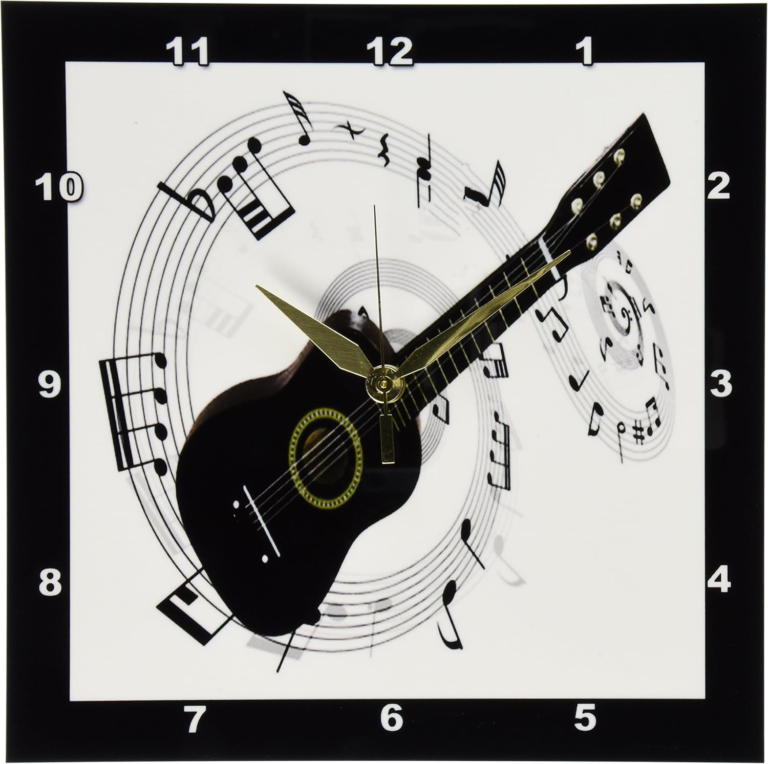 3dRose dpp_50912_1 Music Notes Guitar Wall Clock, 10 by 10-Inch