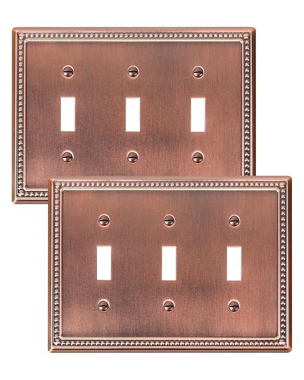 TREEWELL 2-Pack Triple Toggle Light Switch Cover Plate, Antique Copper by treewell - Used condition - US$13.73