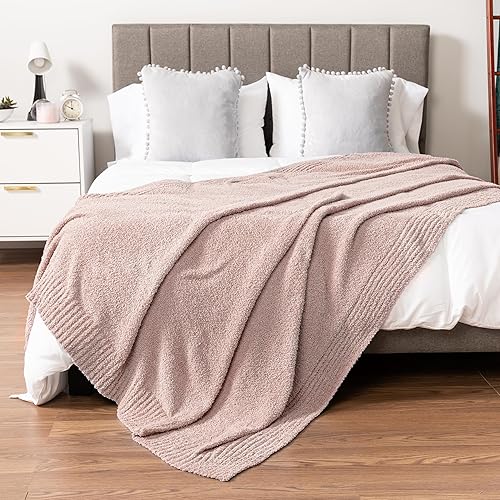 Vista 55 de PAVILIA Manta de punto súper suave para sofá, esponjosa, acogedora, ligera, de punto grande y cálida para sofá y cama, color azul pizarra, 60 x 80