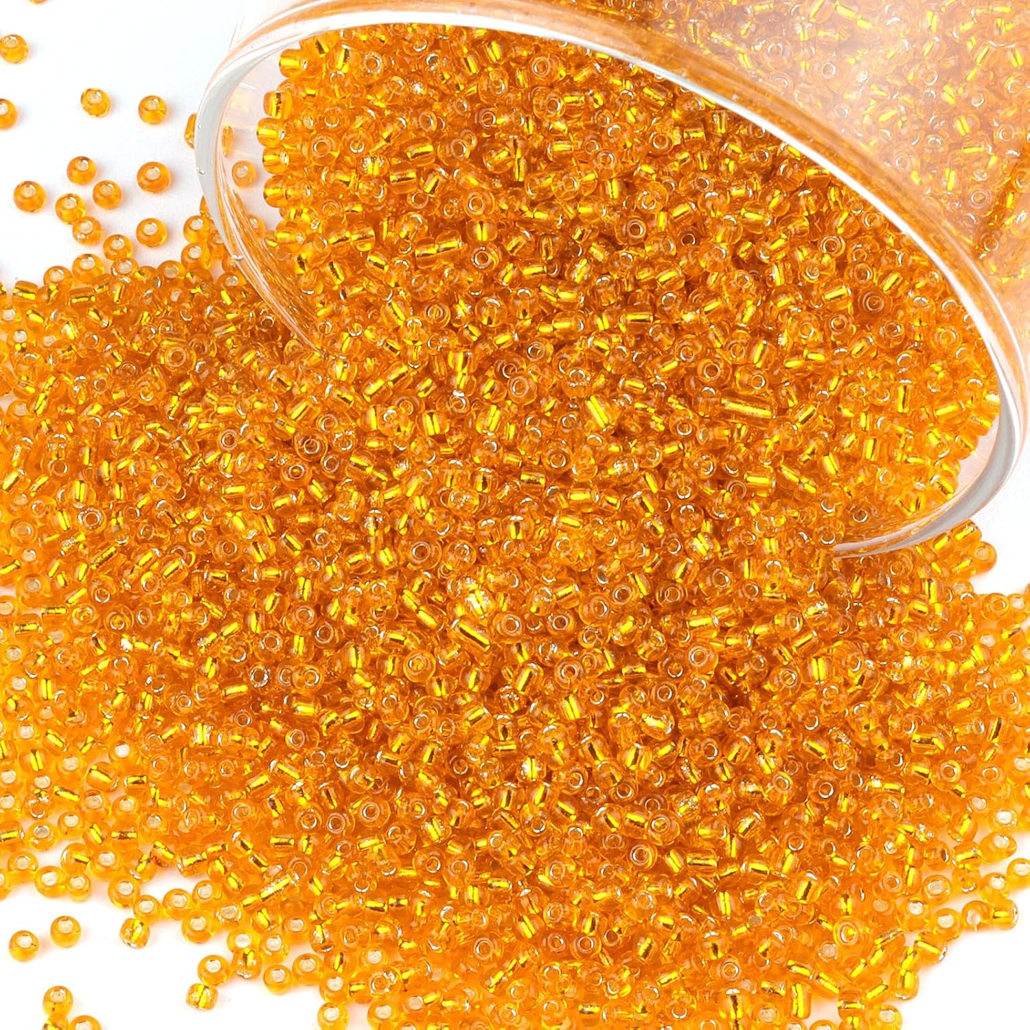 10100 Pcs Size 11/0 Glass Seed Beads, 2 mm Light Orange Small Mini Spacer Loose Pony Beads for Jewelry Making and DIY Crafts