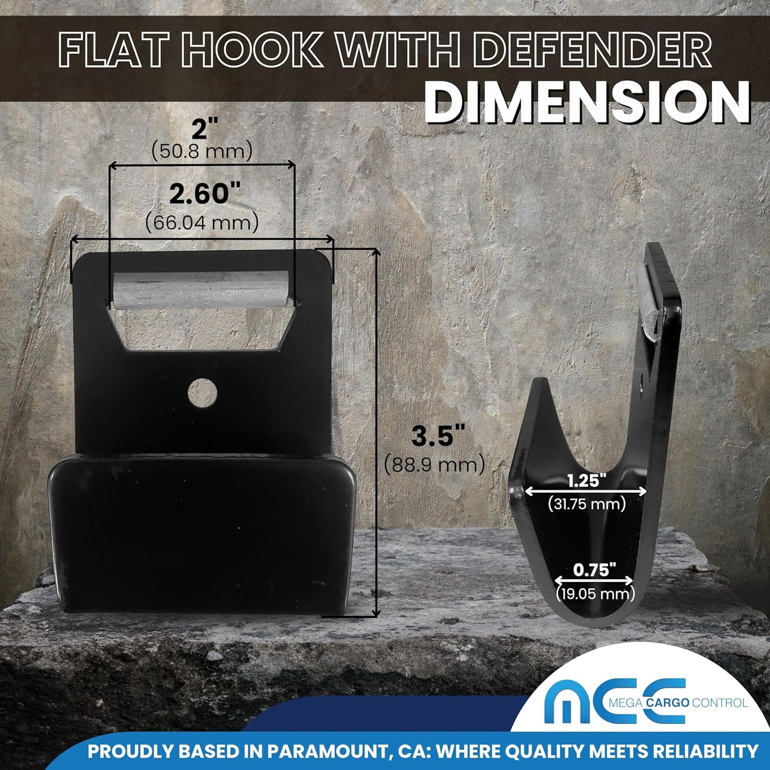 Mega Cargo Control Flat Hook Heavy Duty Ratchet Straps - 2 Inch x 50 Feet - Red Tie Downs for Flatbed Trailers, Vehicle Securing, DIY, Construction