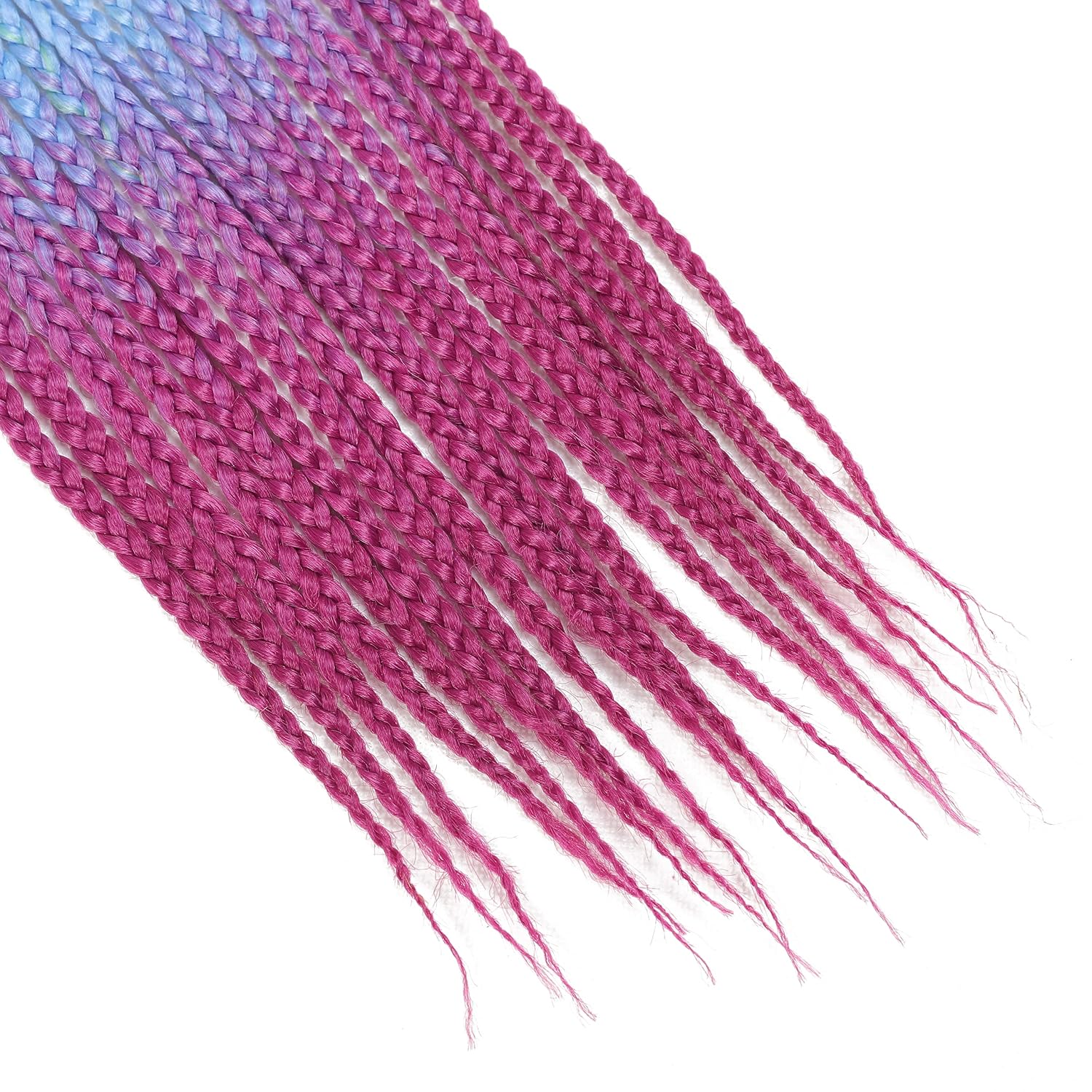 Crochet Box Braids Crochet Hair Prelooped 24 Inch 8 Packs Rainbow Ombre Color Goddess Box Braids Hair 3x Box Braided Synthetic Braiding Hair Crochet Braids Hair for Black Women Extensions