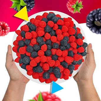 Berries Gummy Candy, Red and Black Chewy Candy Bulk, 2 Lb Bag