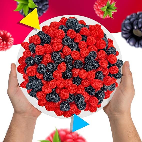 Berries Gummy Candy, Red and Black Chewy Candy Bulk, 2 Lb Bag