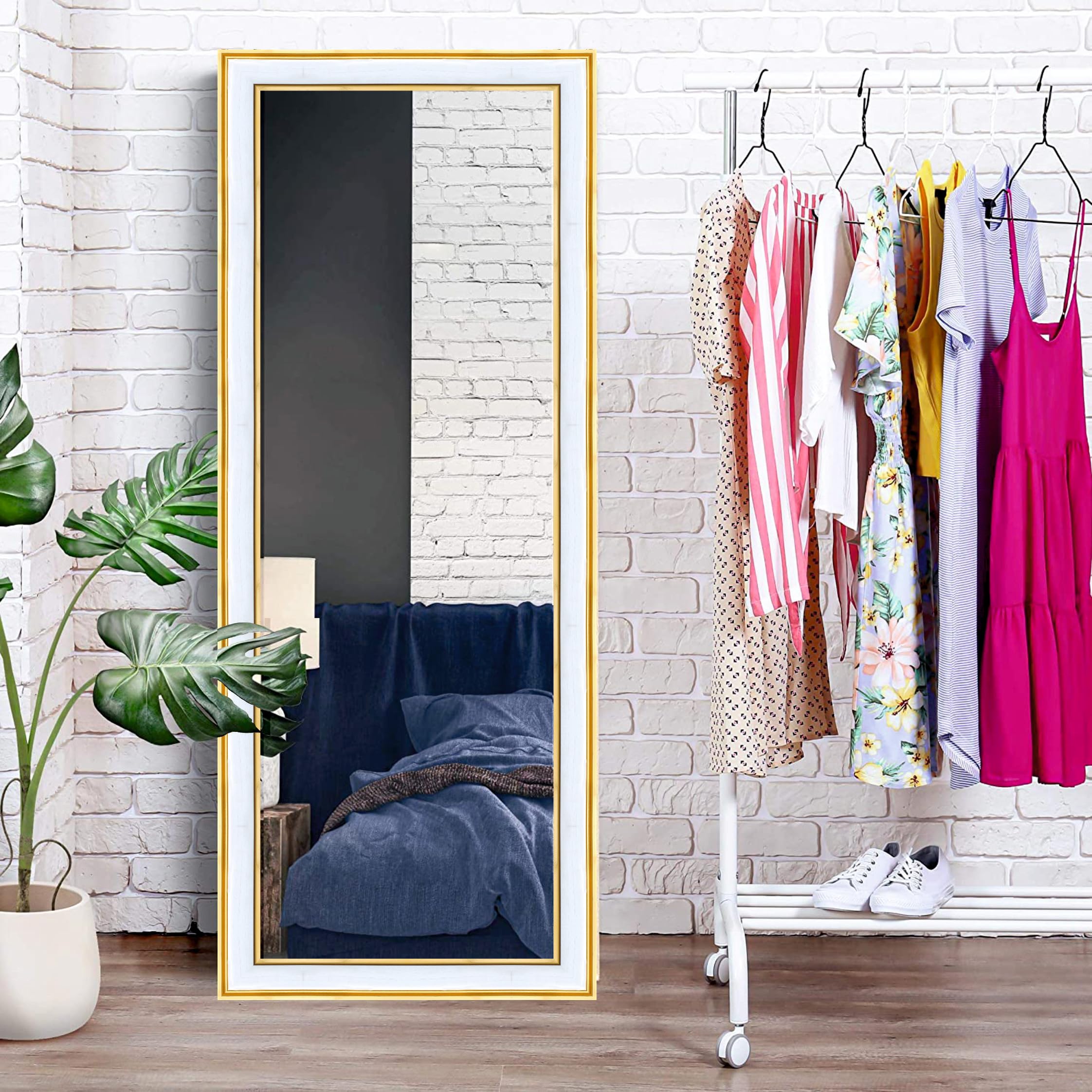 HD Wall Mirror - 15x39 Inch - Black Frame -10