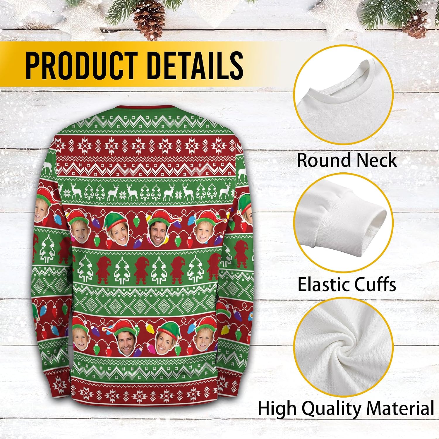Custom Face Ugly Christmas Sweater Men, Personalized Photo Ugly Sweatshirt, Ugly Christmas Sweater Women Funny