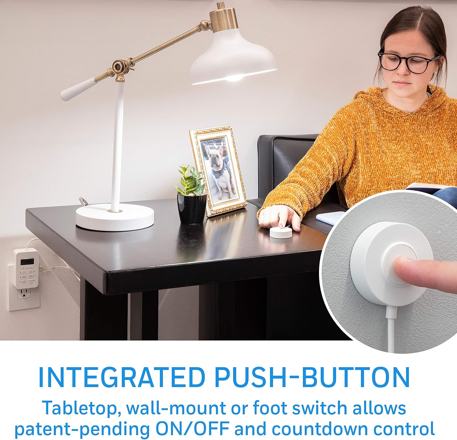 UltraPro Indoor Plug-in Digital Timer, ON/Off Button, Custom Settings, Presets/Countdown, 2 Polarized Outlets, Ideal for Lamps, Hard-to-Reach Lighting, Seasonal, LED, 45183 - - 